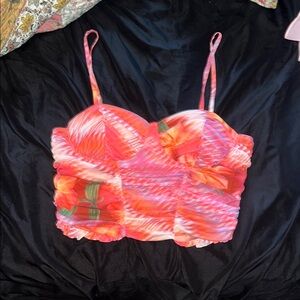 Vibrant Floral Ruched Crop Top